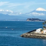 富士山　江の島　冬の景色