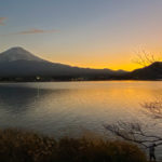 河口湖　富士山　夕焼け