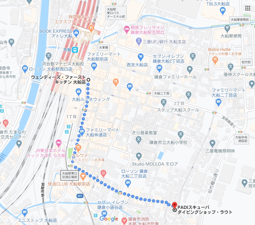 大船　ダイビングショップ　地図　マップ　ラウト