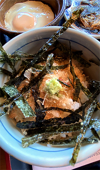 田子　かつおぶし　わさび　ご飯