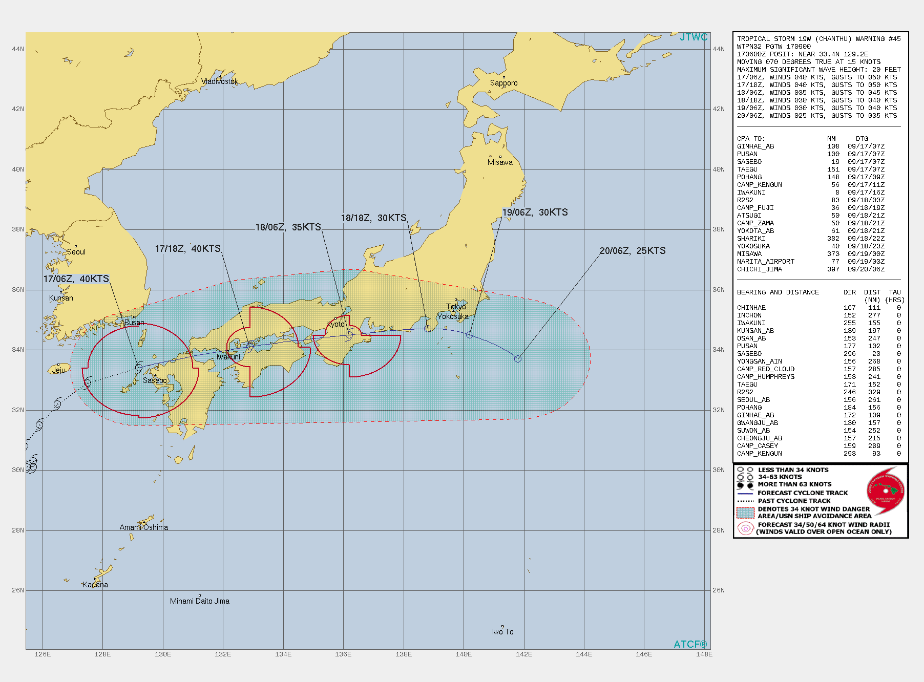 台風14号　横断