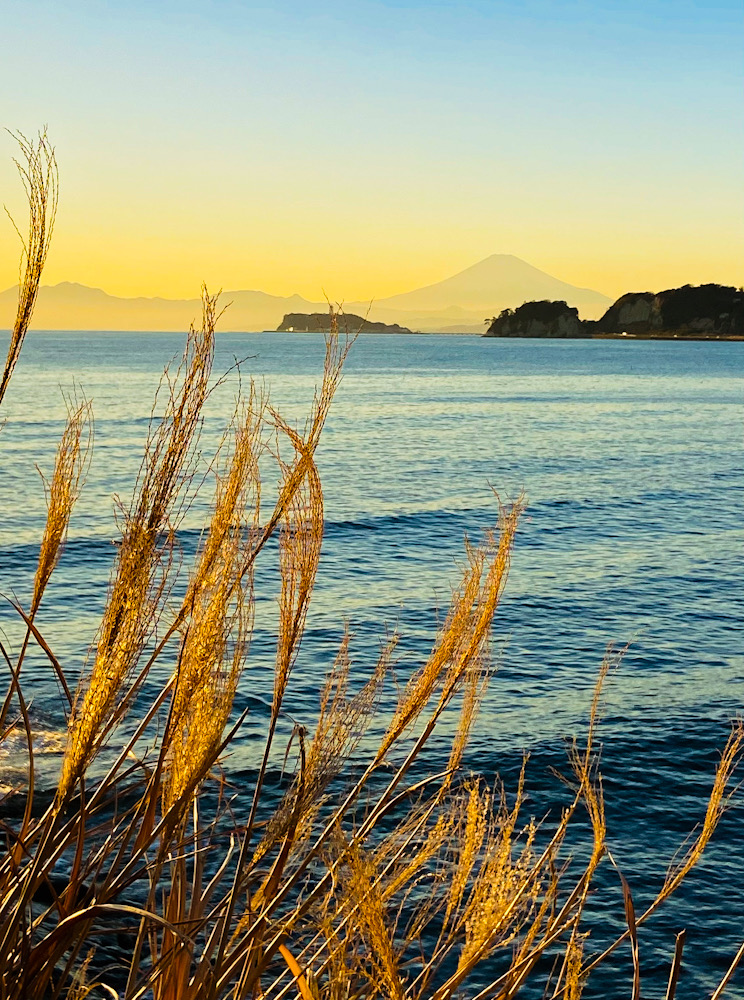 材木座　江ノ島　夕焼け