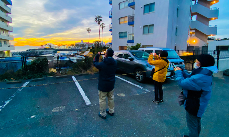 逗子　夕焼け　富士山