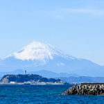 富士山　雪　湘南　江の島