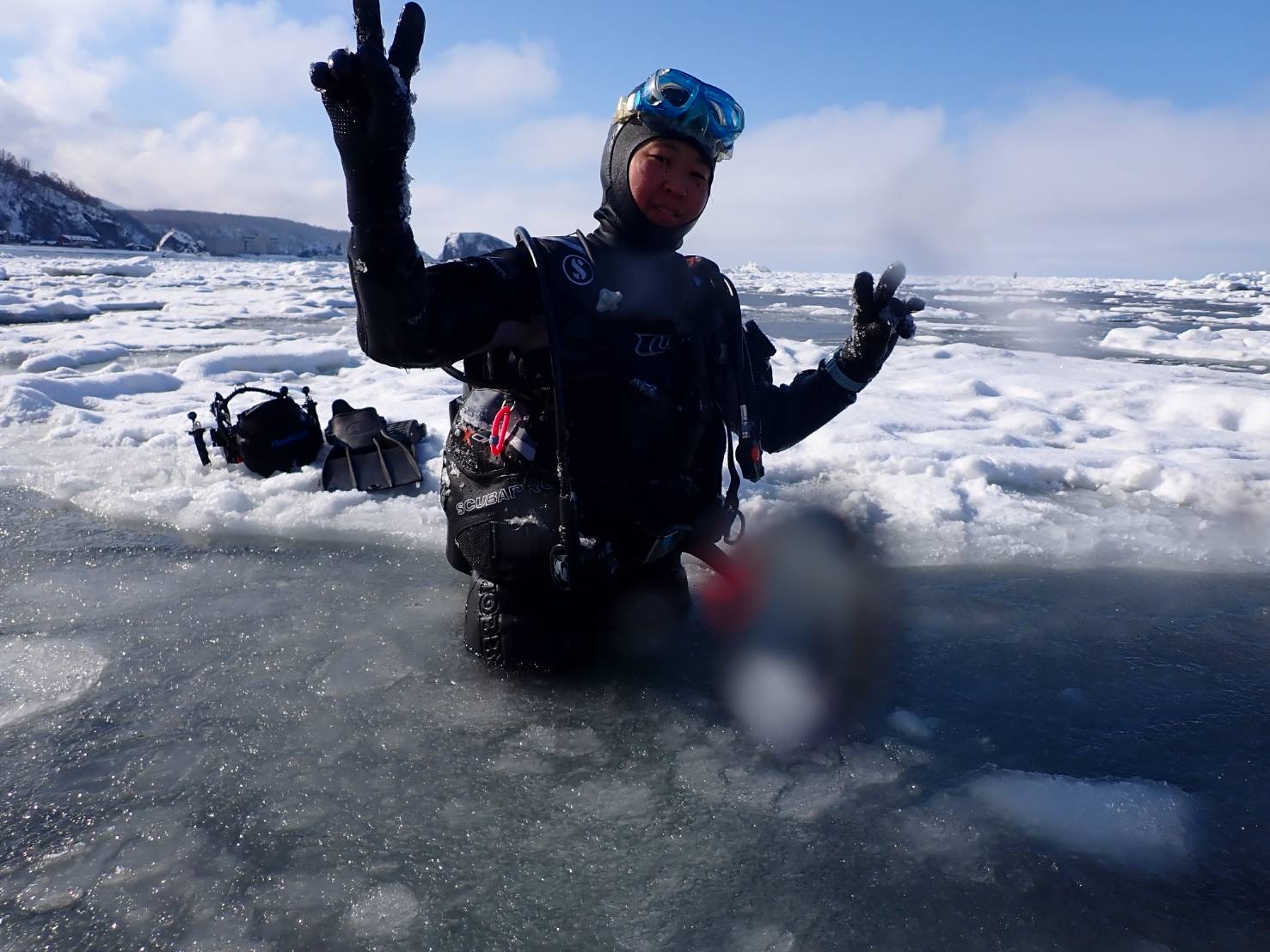 流氷　ダイビング　北海道　トレーニング