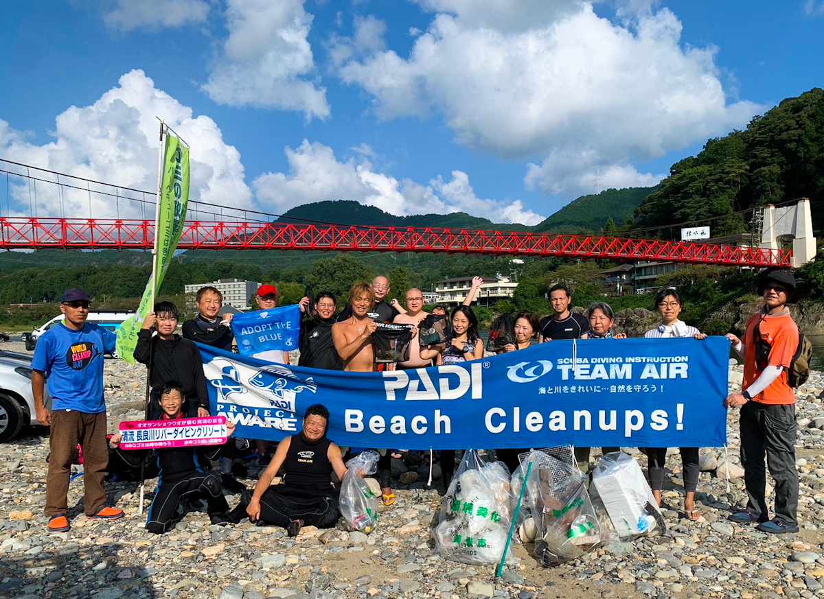 長良川　リバーダイビング　美濃橋　水中クリーンナップ　AWARE WEEK 2023 ＆ WORLD CLEANUP DAY