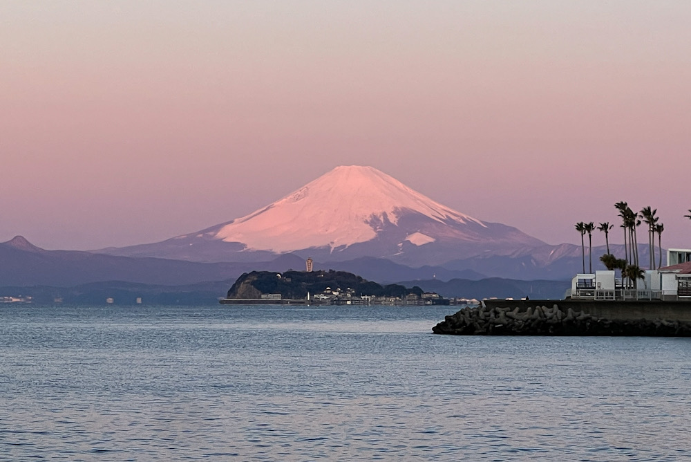 富士山　赤富士　湘南　逗子