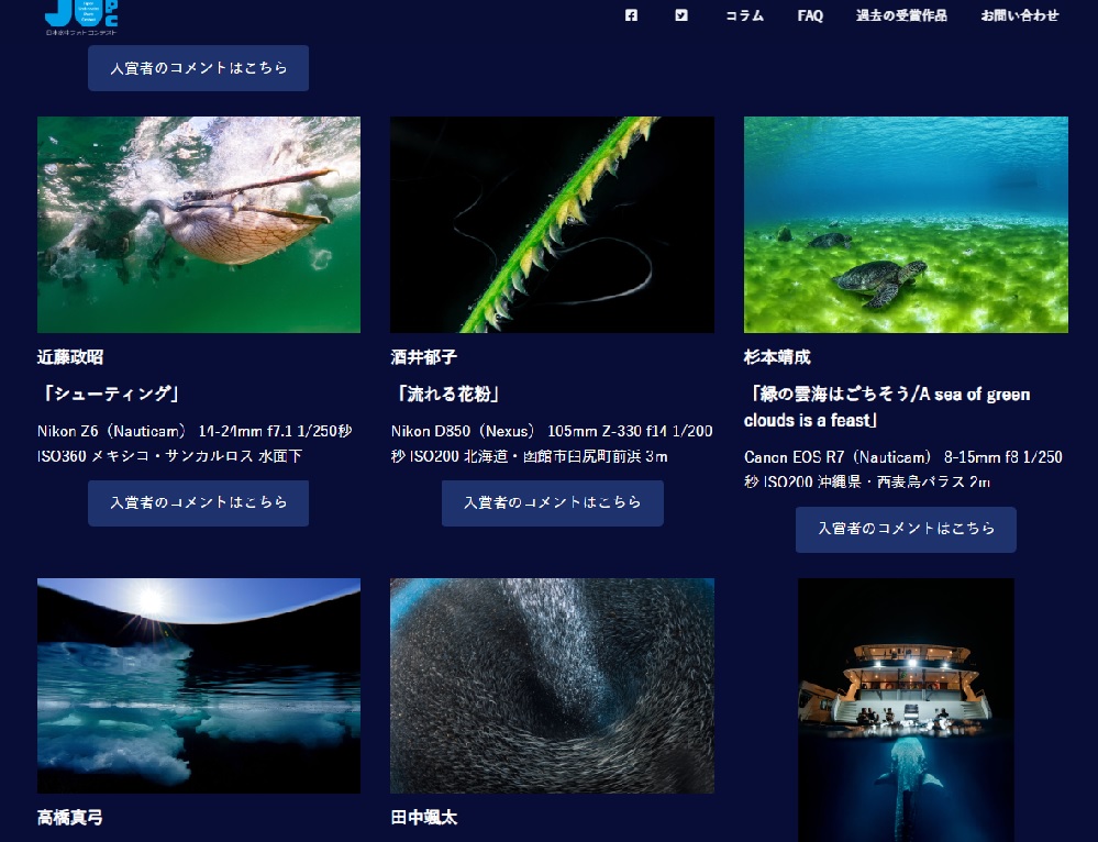 第2回 日本水中フォトコンテスト 受賞作品発表