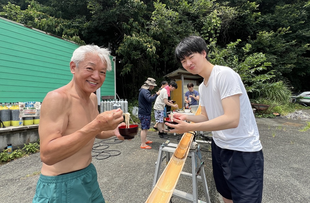 流しソーメン 素麺 ダイビング ランチ 伊豆