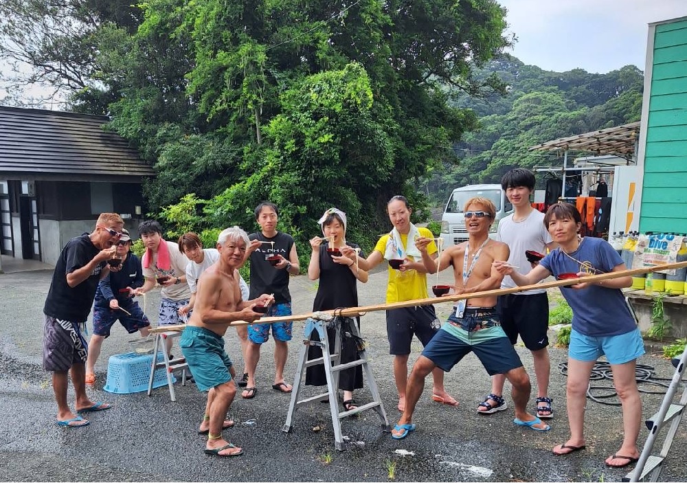 流しソーメン 素麺 ダイビング ランチ 伊豆