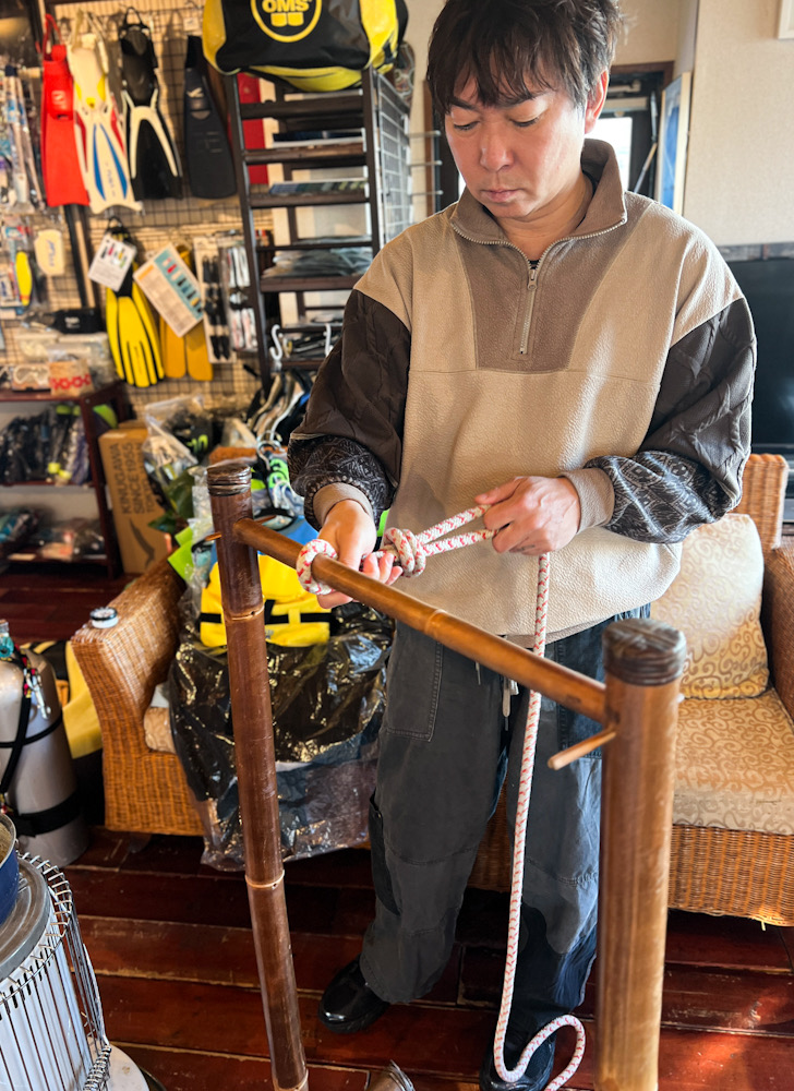 ロープワーク　学科講習　ダイビング　もやい結び